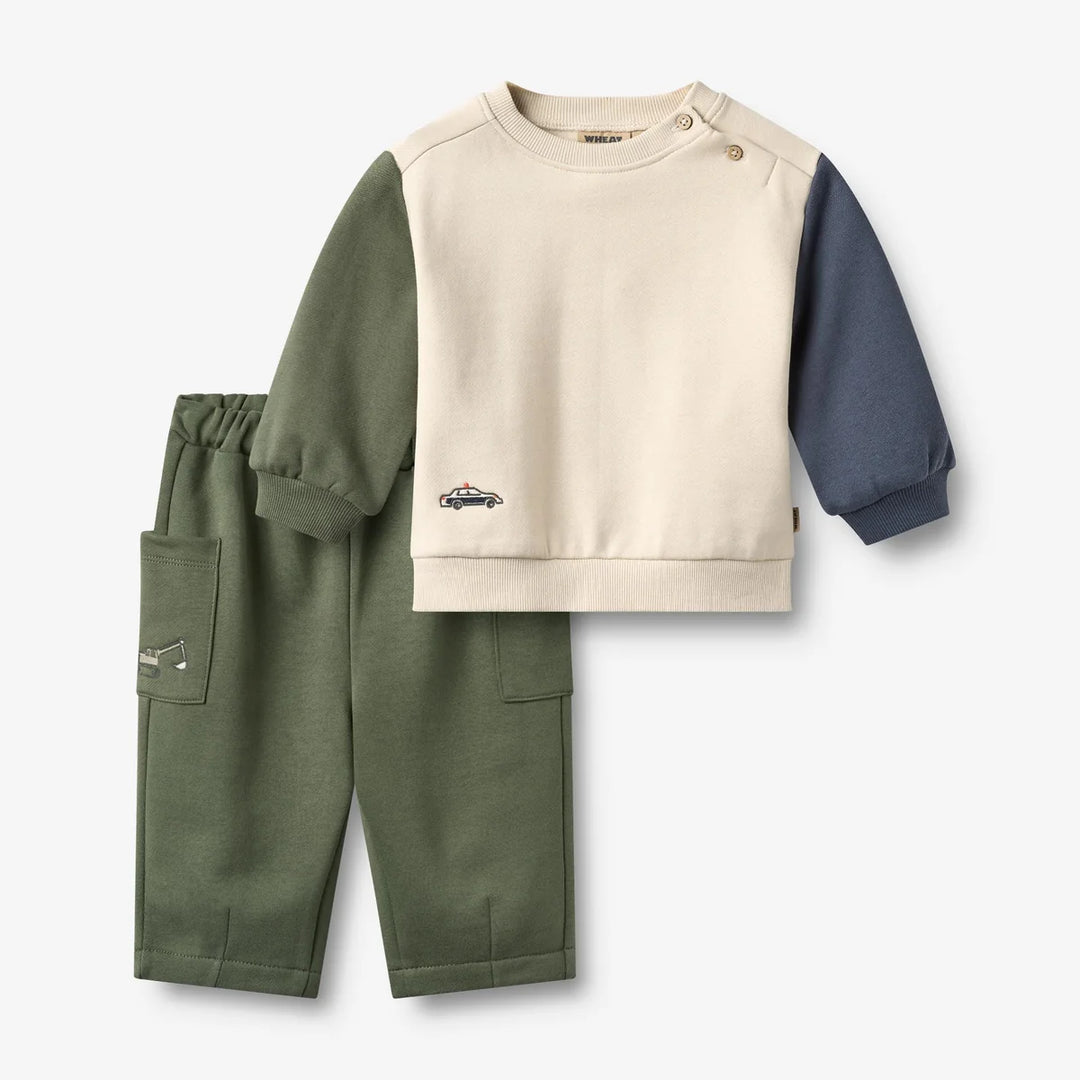 Wheat- Elliot Car Embroidery Matching Sweat Set