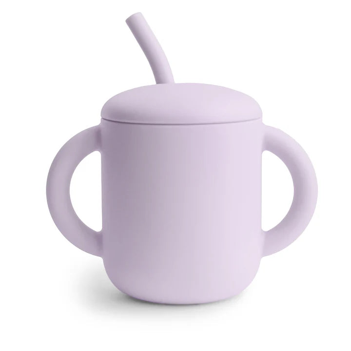 Mushie - Silicone Training Cup + Straw in Lilac