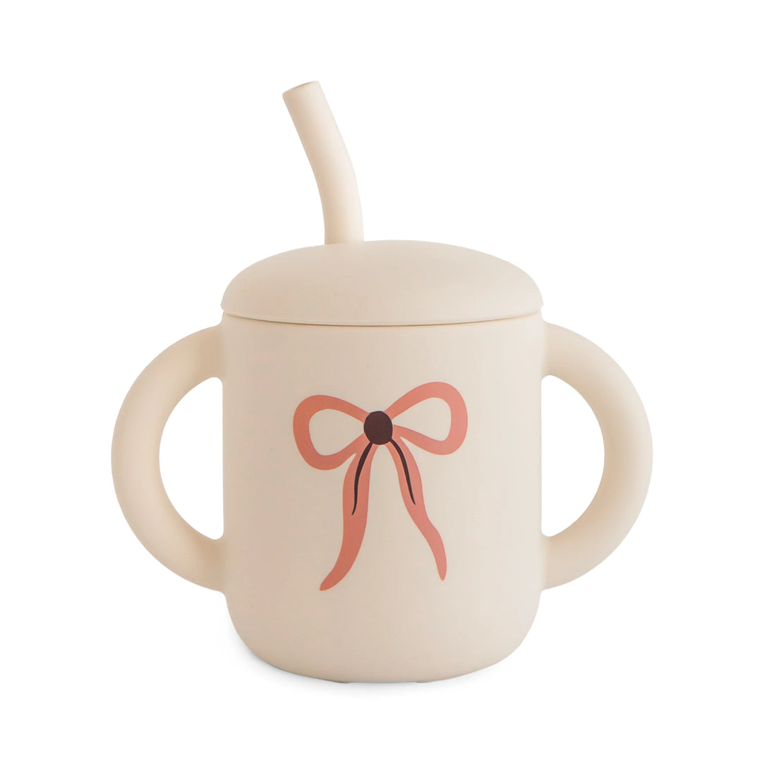 Mushie - Silicone Training Cup + Straw in Bows