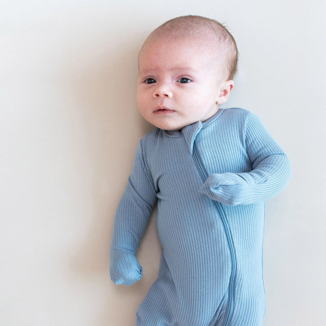 Kyte Baby - Ribbed Zipper Romper in Slate