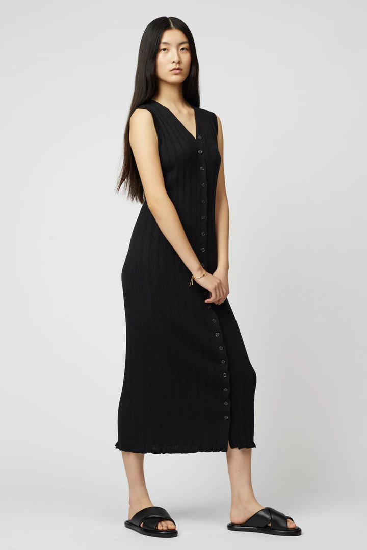 Atelier Delphine – Slim Long Vest Dress in Black