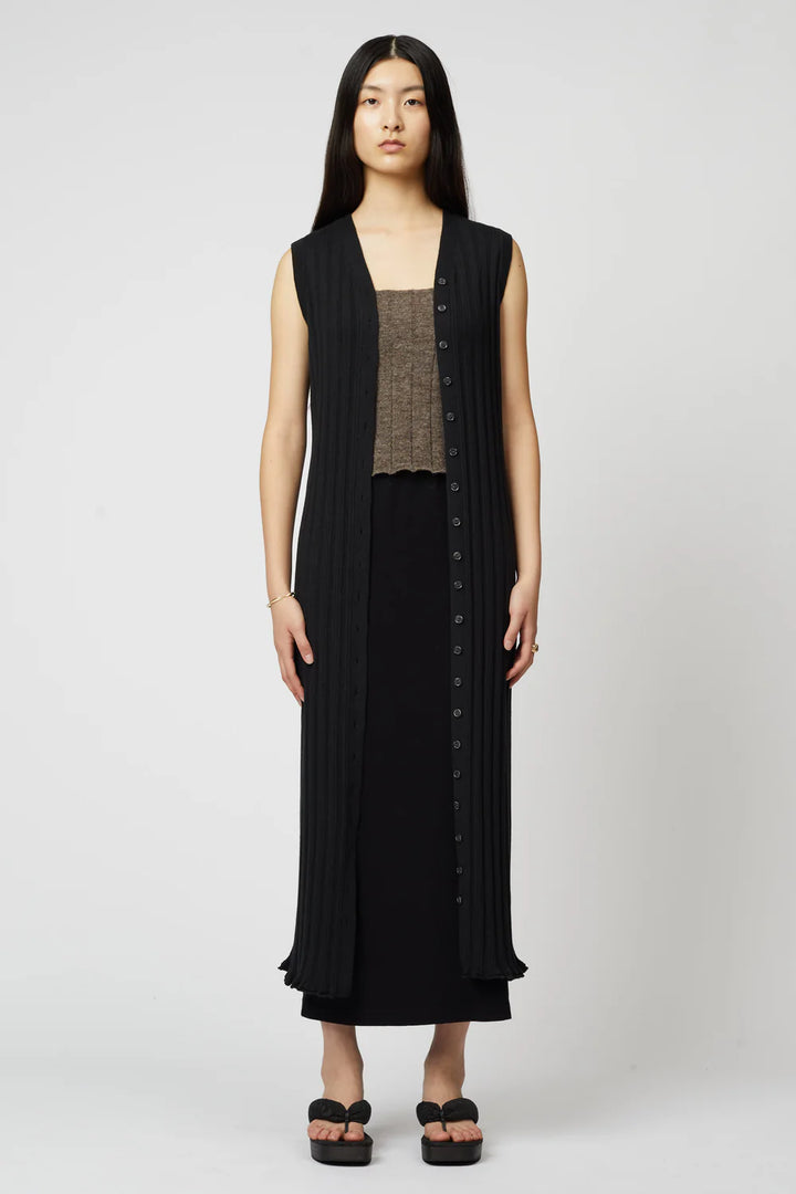 Atelier Delphine – Slim Long Vest Dress in Black