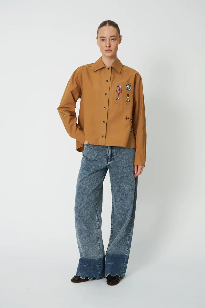 Stella Nova – Small Embroidery Shirt in Khaki