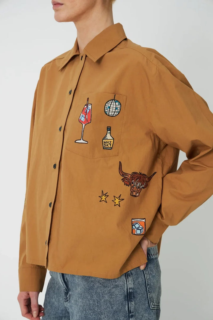 Stella Nova – Small Embroidery Shirt in Khaki