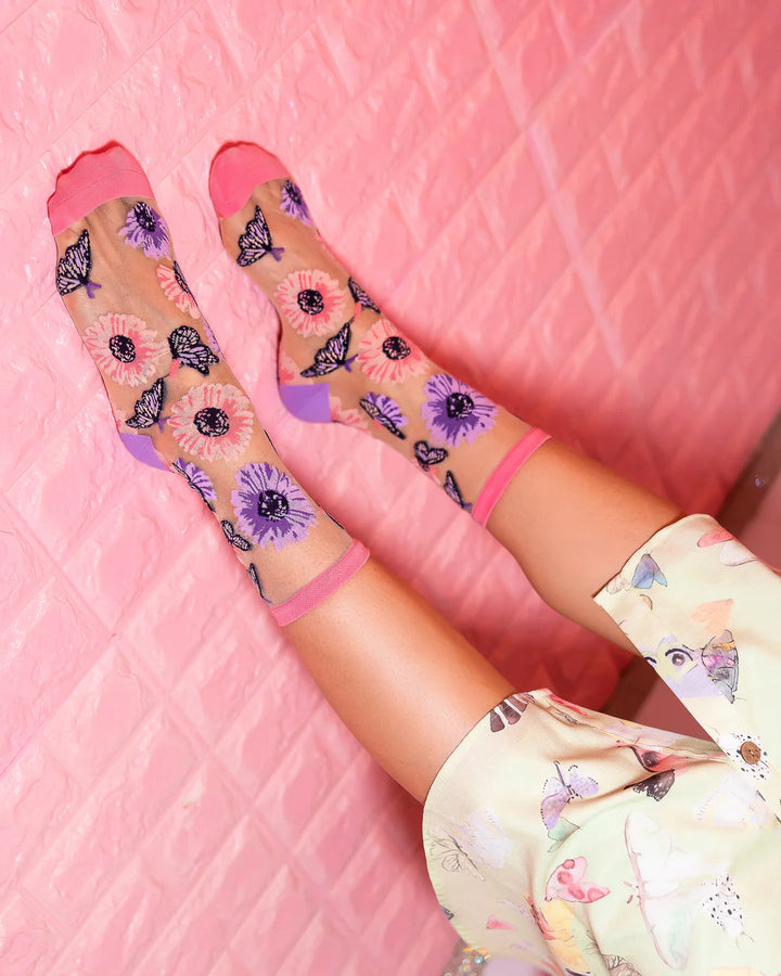 Sunflower Butterfly Crew Sock