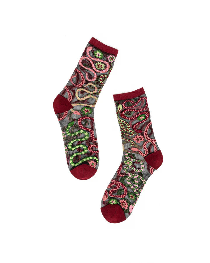 Serpentine Floral Sheer Ankle Sock