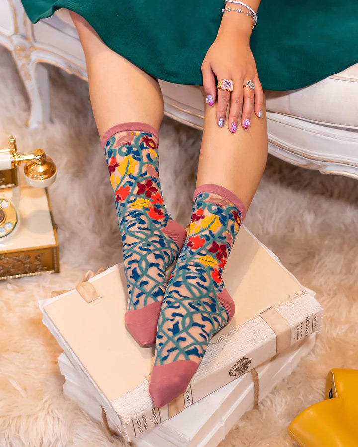 Tapestry Vines Sheer Ankle Sock