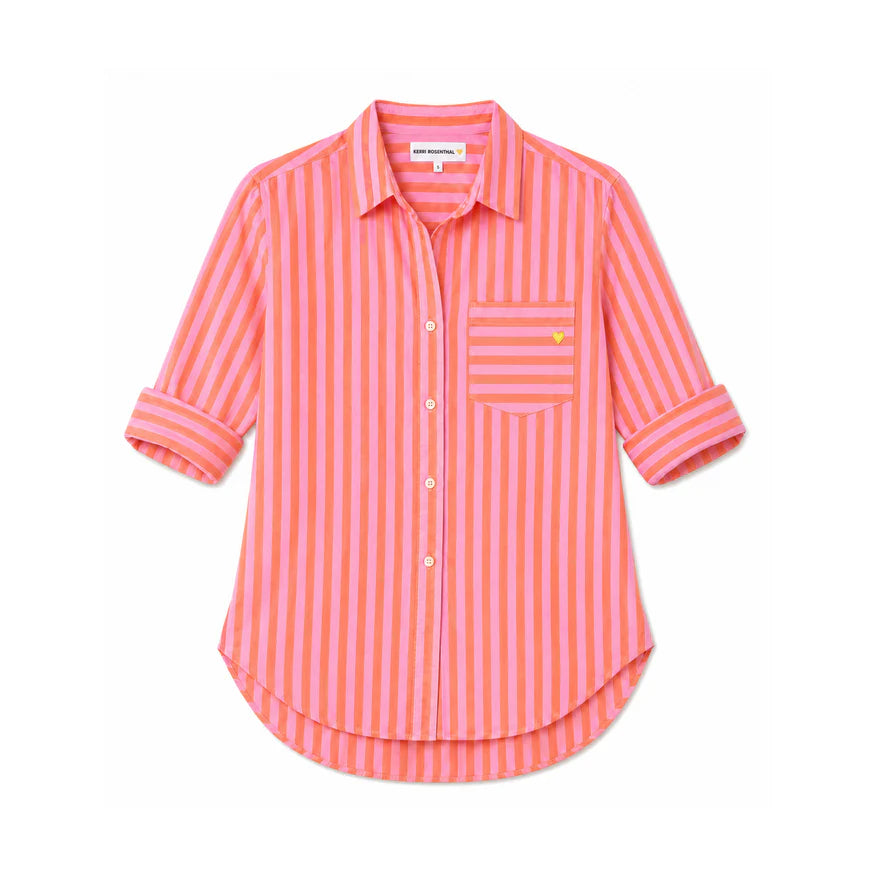 Kerri Rosenthal – Mia Stripe Shirt in Palm Pink and Cali Rose