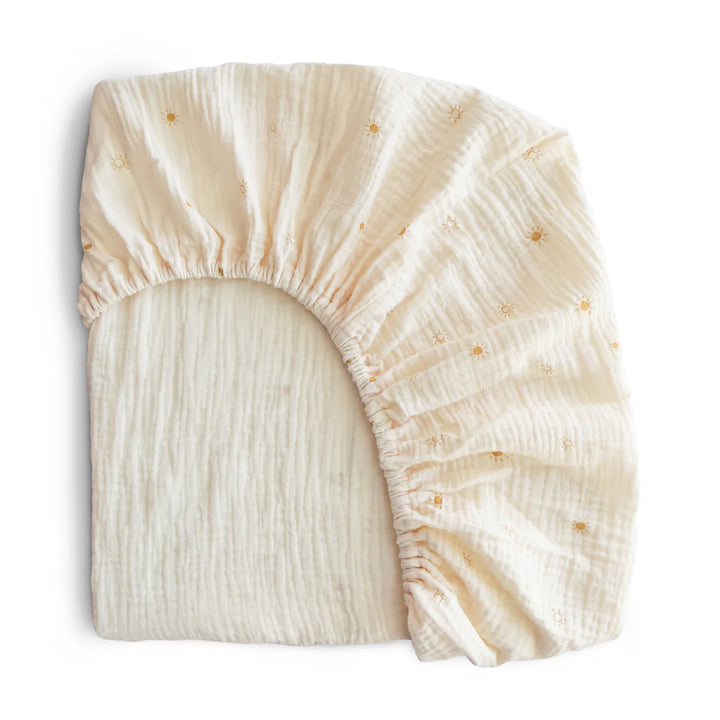 Mushie - Extra Soft Muslin Crib Sheet in Sun