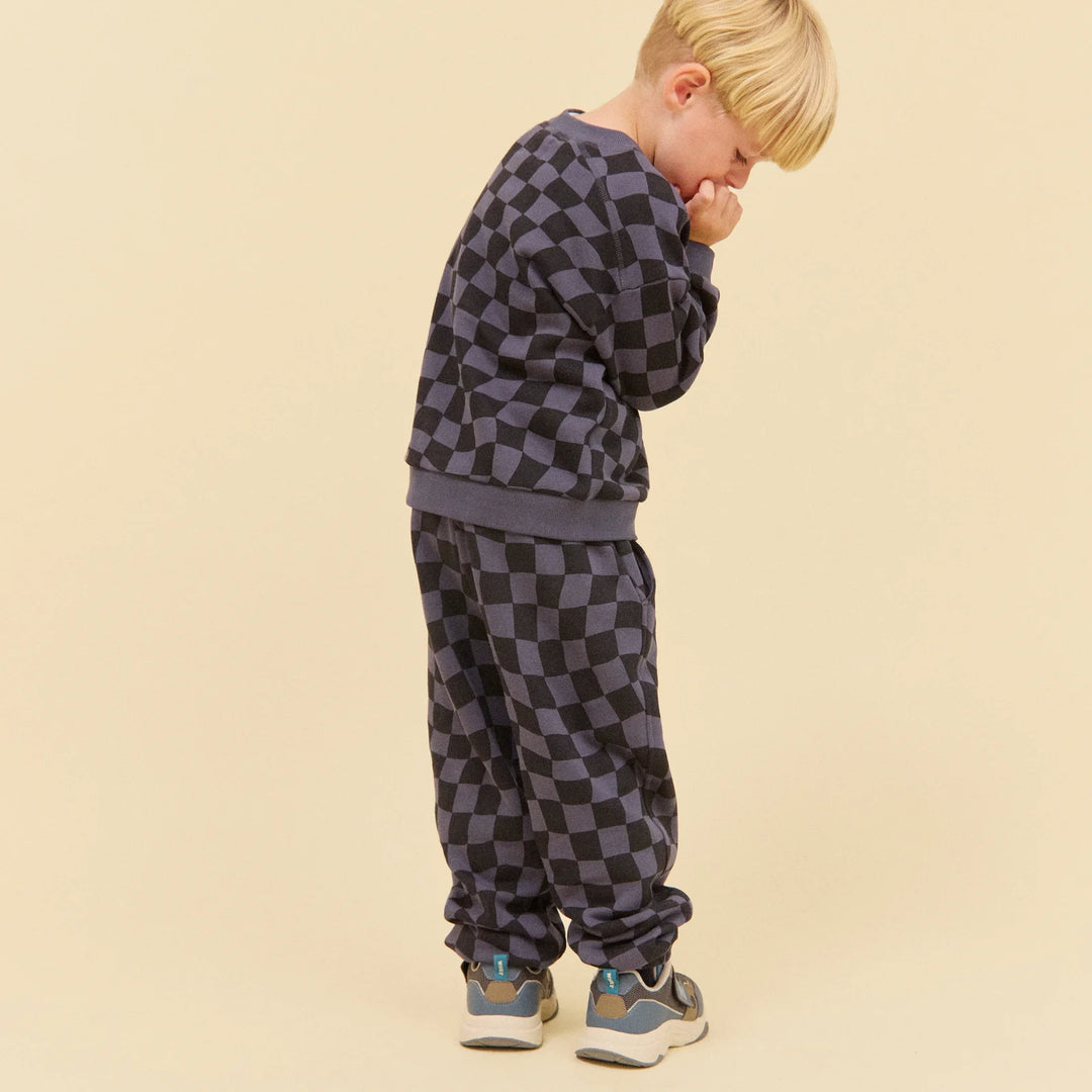 Wheat- Cosmo Crew in Navy Blue Check