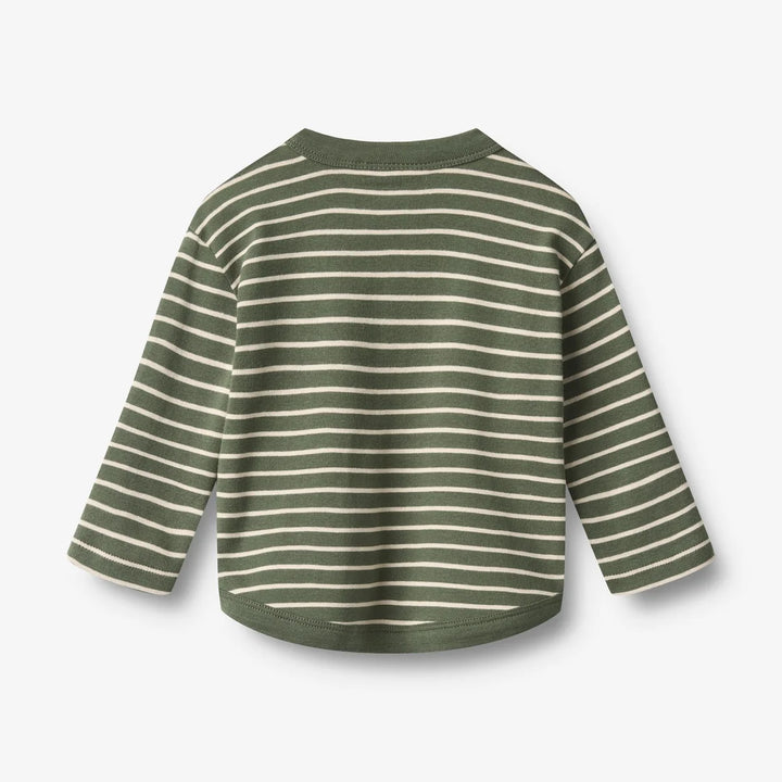 WHEAT – Osvald Long Sleeve Henley Shirt in Green Stripe