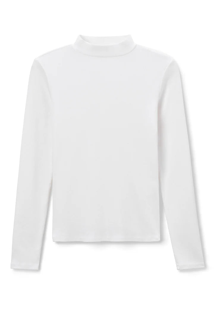 Perfect White Tee - Lauryn Mock Neck Rib Long Sleeve