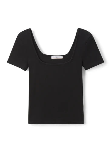 Perfect White Tee - Chloe Rib Sqaure Neck Top in True Black