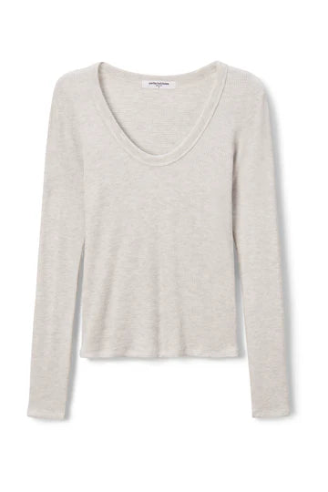 Perfect White Tee – Esme Brushed Waffle Long Sleeve Tee in Ash