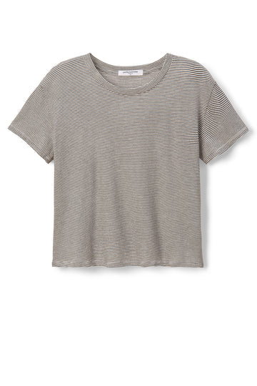 Perfect White Tee - Harley Boxy Crew in Ivory and Black Stripe