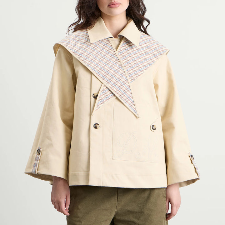 Damson Madder – Jerry Crop Reversible Trench Coat in Stone