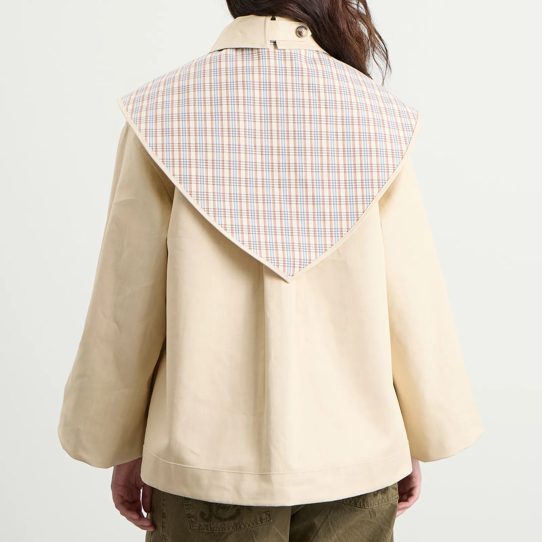 Damson Madder – Jerry Crop Reversible Trench Coat in Stone