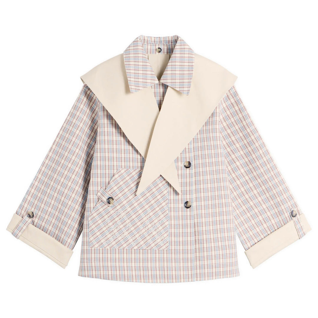 Damson Madder – Jerry Crop Reversible Trench Coat in Stone