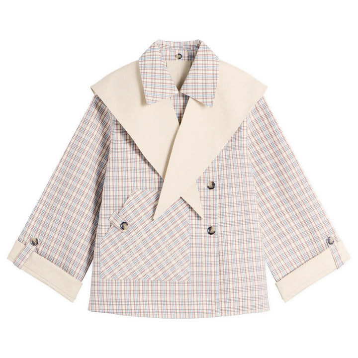 Damson Madder – Jerry Crop Reversible Trench Coat in Stone