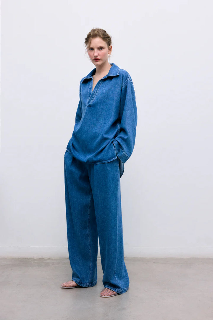The New Society – TNS Tencel Pant in Mid Denim