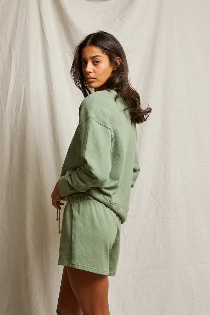 Perfect White Tee - Tyler French Terry Pullover in Aloe