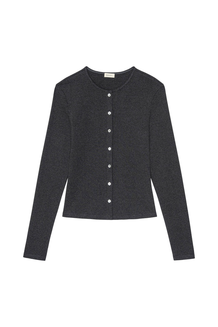 Donni – Rib Cardi in Charcoal Grey