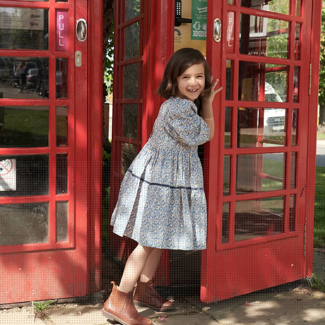 Pink Chicken – Girls Maribelle Dress in Blue Climbing Floral