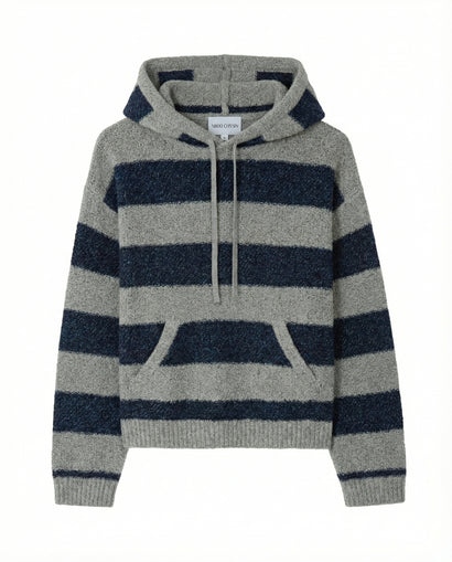 Nikki Chasin – Sal Striped Hoodie in Textured Merino Navy/Dove