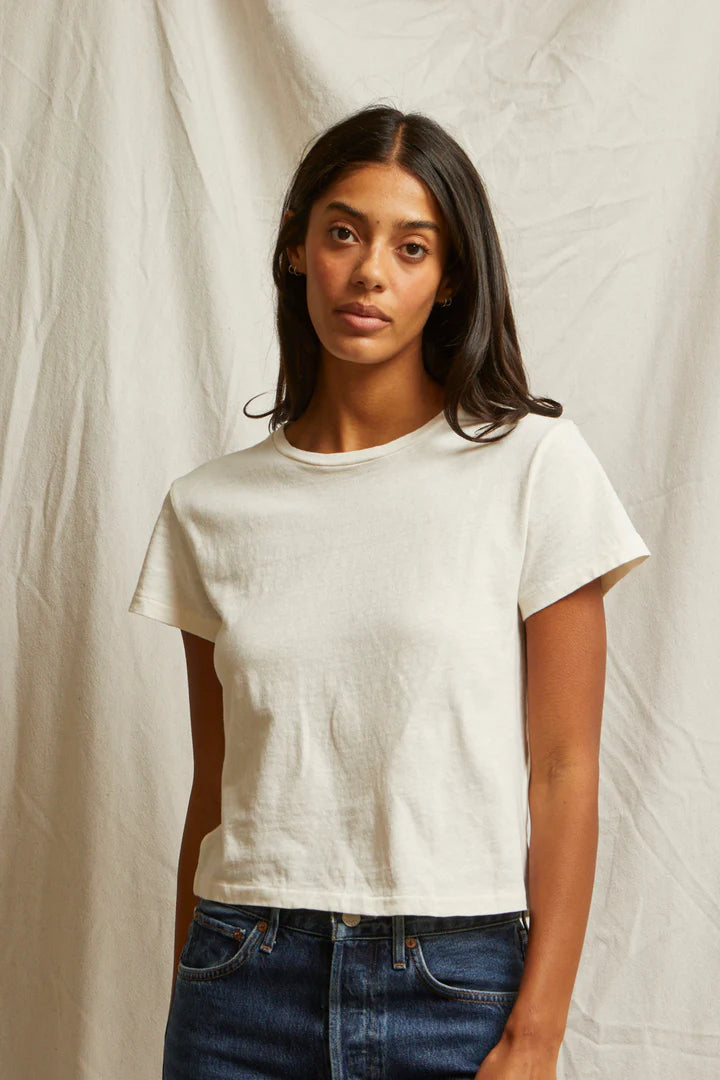 Perfect White Tee - Lisa Short Sleeve Cotton Tee in Bright Ivory