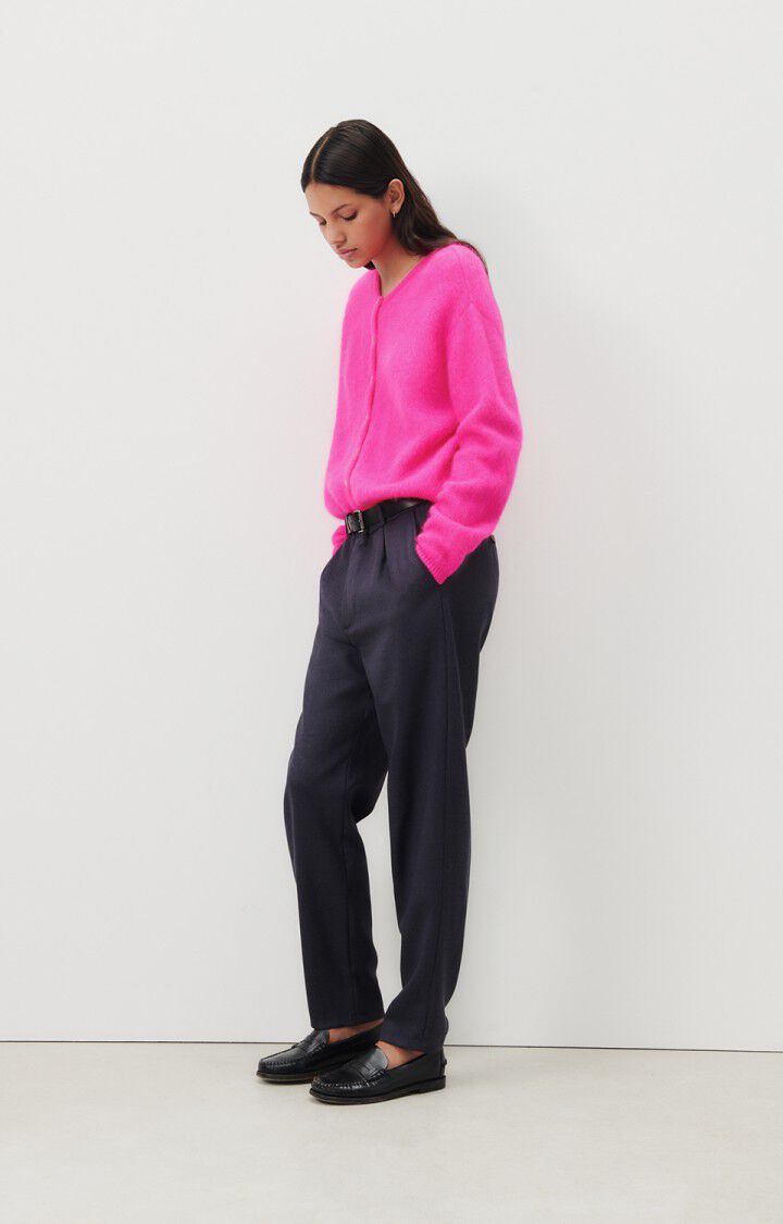 American Vintage – Vitow Button Front Cardigan in Fluorescent Pink Melange