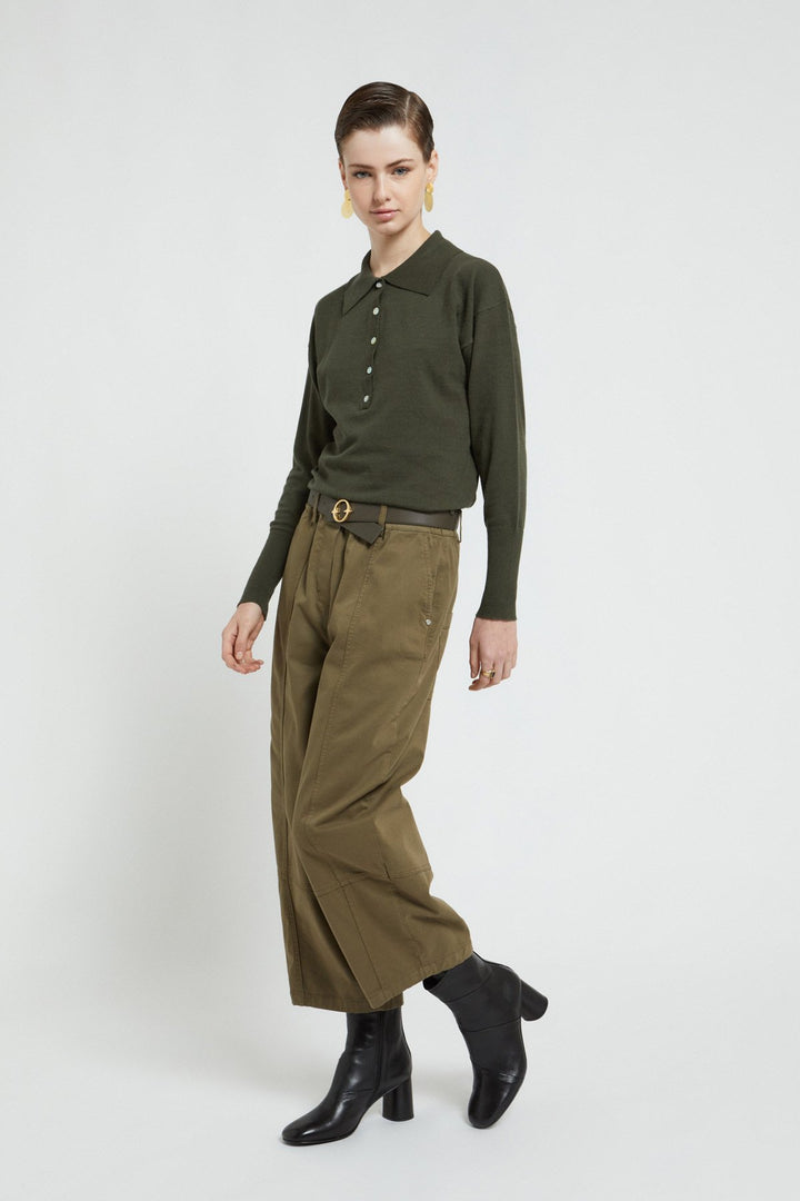 Ottod'Ame - Viscose Blend Collared Sweater in Selva