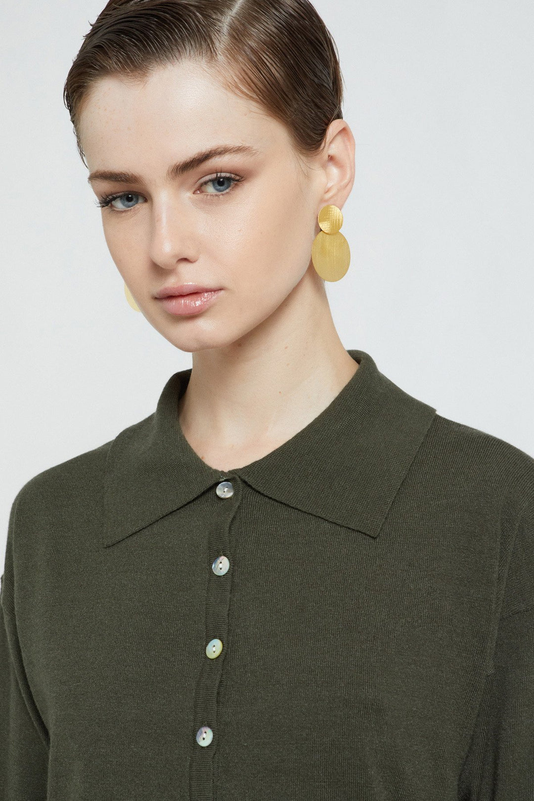 Ottod'Ame - Viscose Blend Collared Sweater in Selva