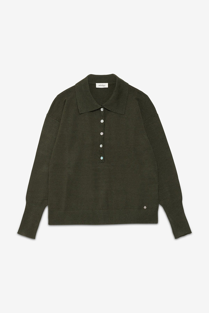 Ottod'Ame - Viscose Blend Collared Sweater in Selva
