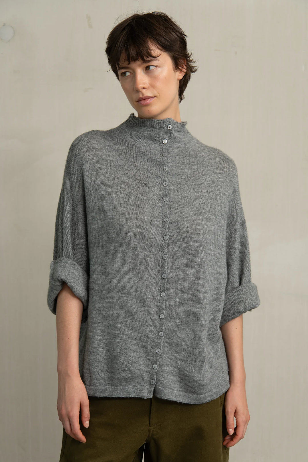 Humanoid – Diora Reversible Knit Cardigan in Grey