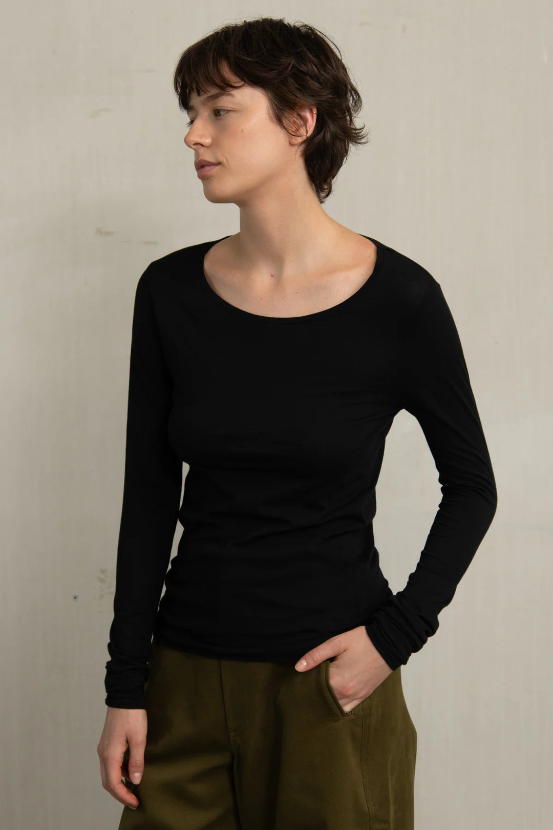Humanoid – Hanya Cotton Long Sleeve Top in Blackish