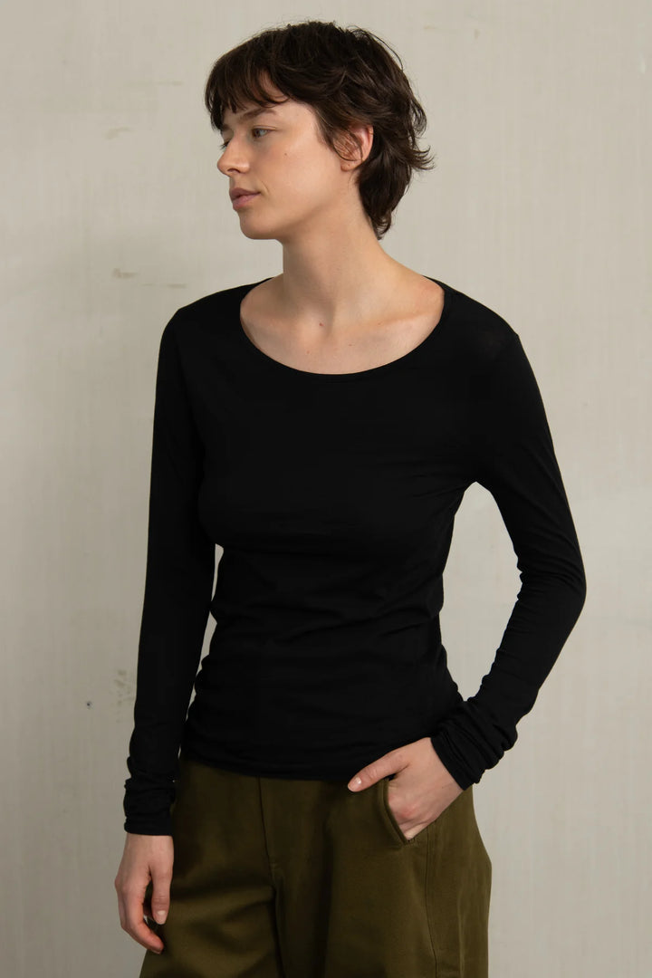 Humanoid – Hanya Cotton Long Sleeve Top in Blackish