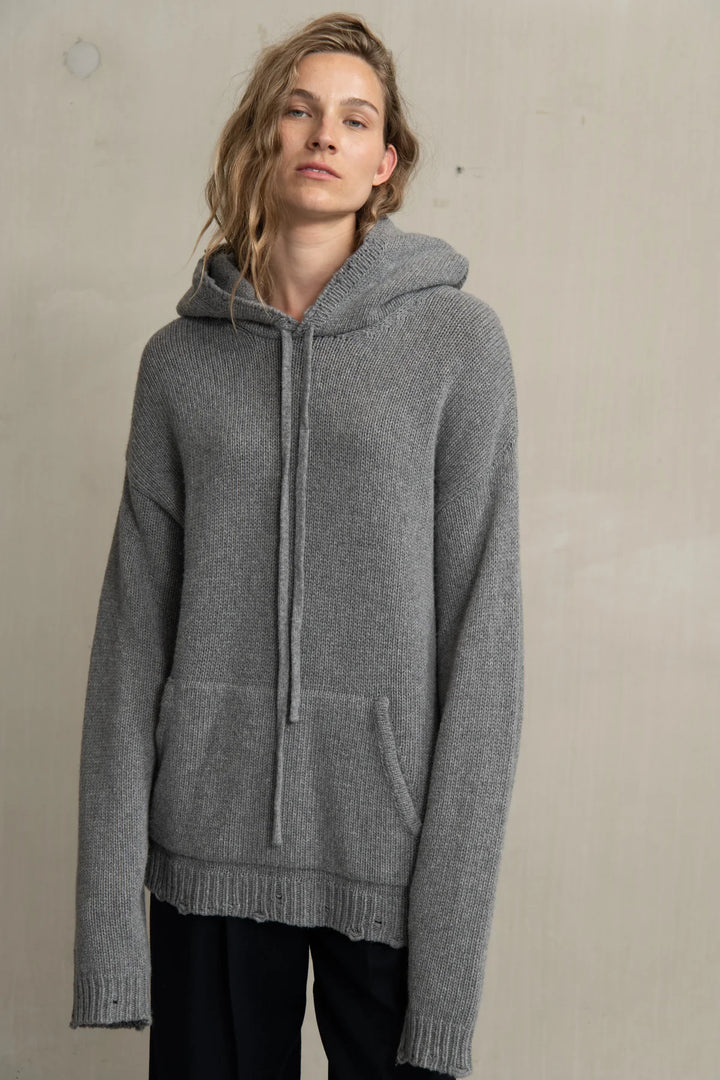 Humanoid – Willy Wool Cashmere Hooded Sweater in Grey
