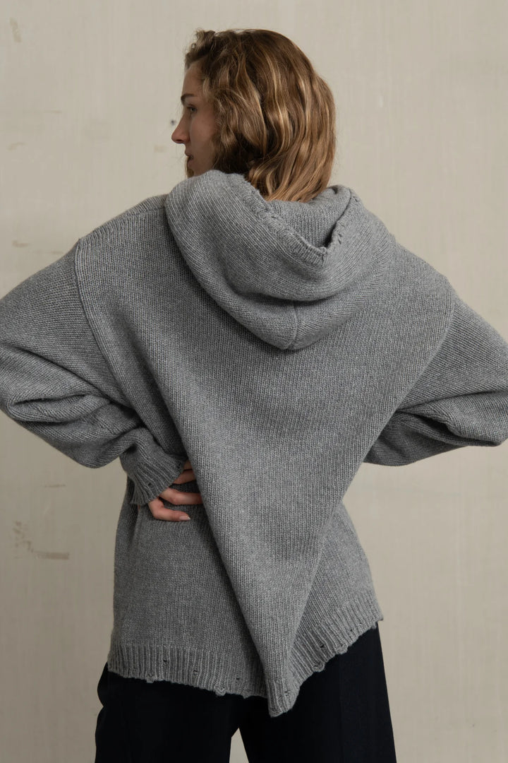 Humanoid – Willy Wool Cashmere Hooded Sweater in Grey