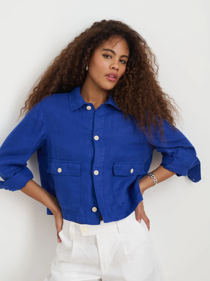 Alex Mill – Cropped Work Jacket in Blue Linen