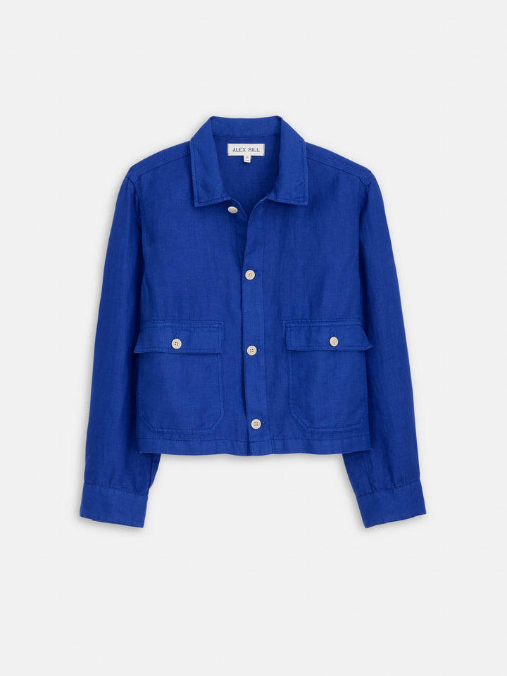 Alex Mill – Cropped Work Jacket in Blue Linen