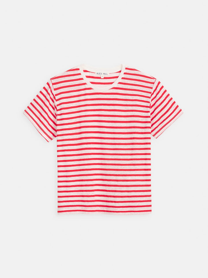 Alex Mill – Garcon Linen Cotton Striped Tee in Off White / Tomato