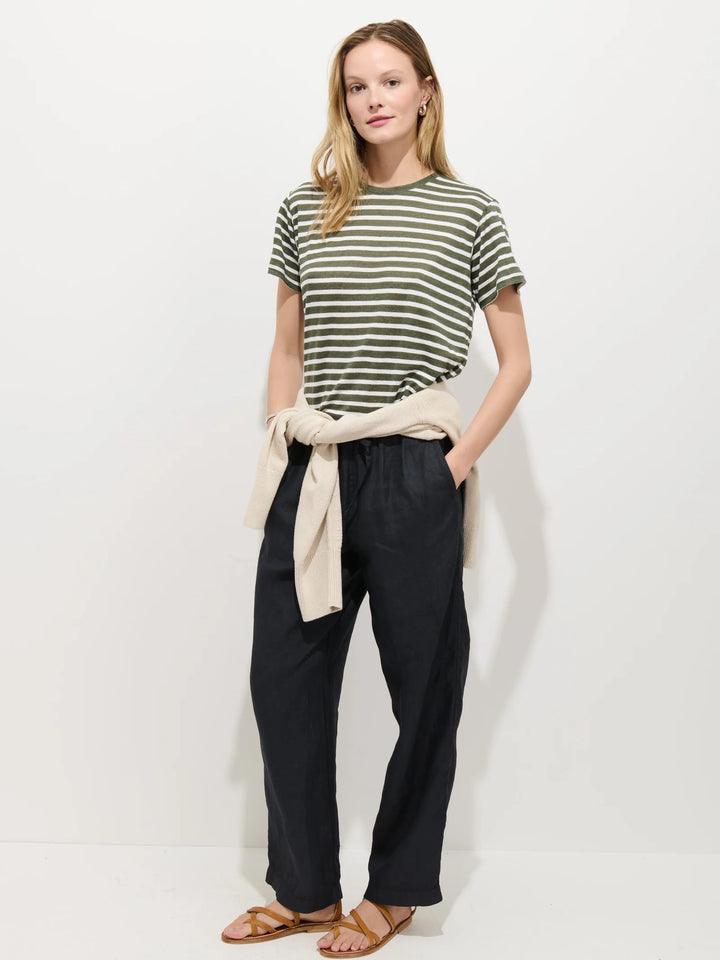 Alex Mill – Garcon Linen Cotton Striped Tee in Off White / Olive