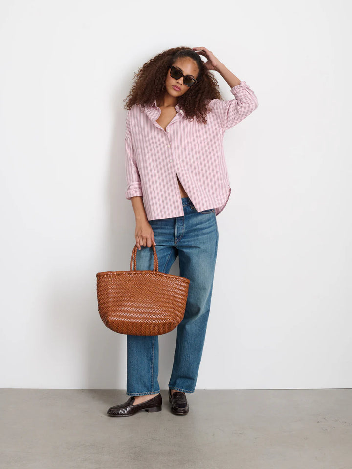 Alex Mill – Jo Paper Poplin Shirt in Pink Stripe