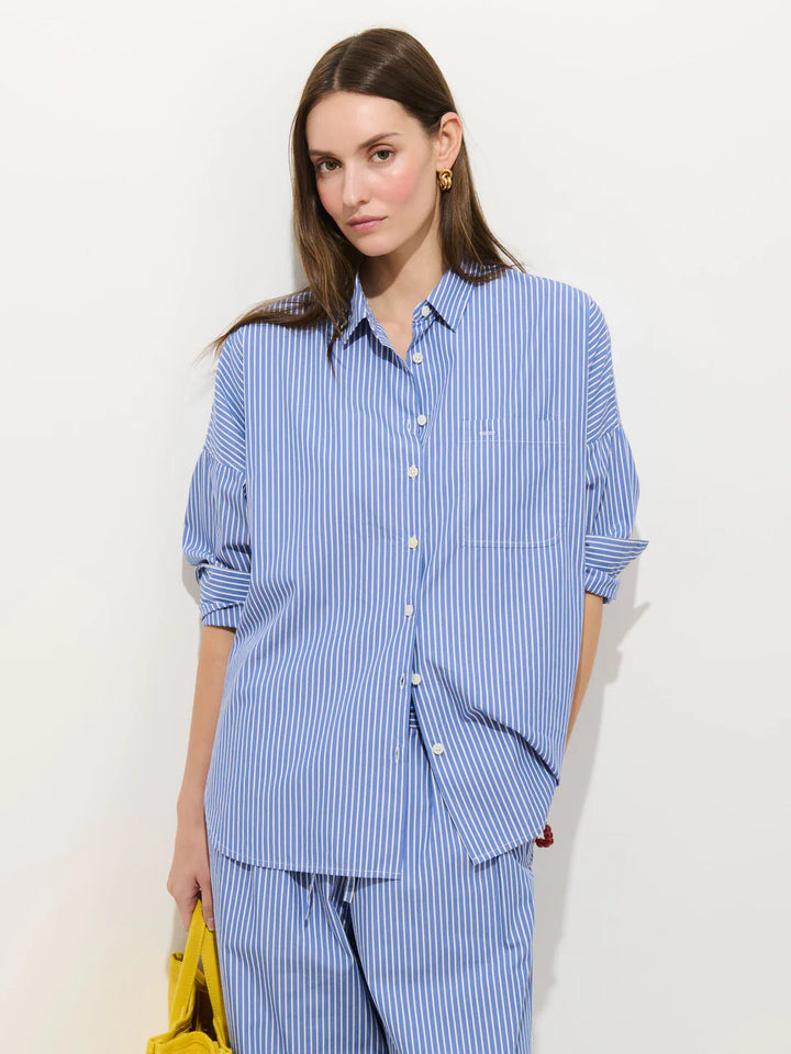 Alex Mill – Jo Cotton Poplin Shirt in Blue and White Stripe