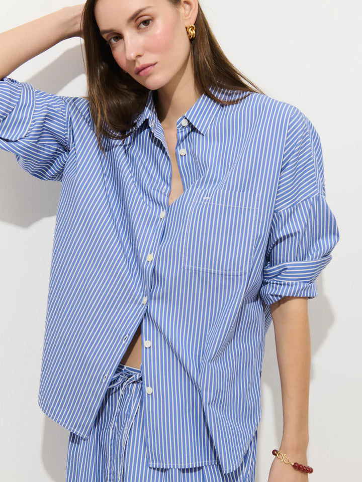 Alex Mill – Jo Cotton Poplin Shirt in Blue and White Stripe