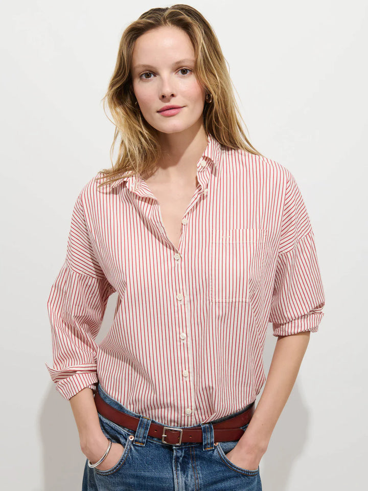 Alex Mill – Jo Cotton Poplin Shirt in Red and White Stripe