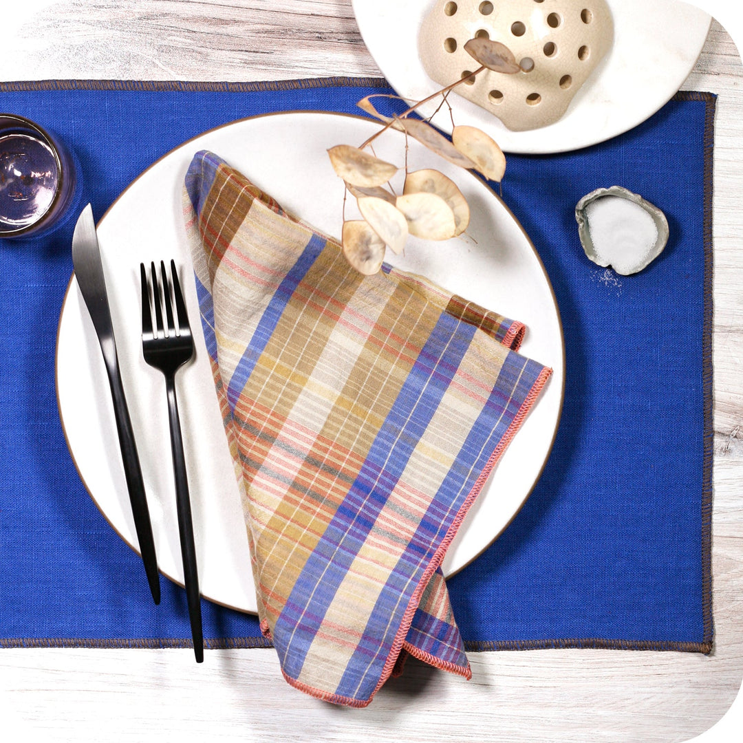 Willow Ship – 100% Linen Placemats in Royal Blue