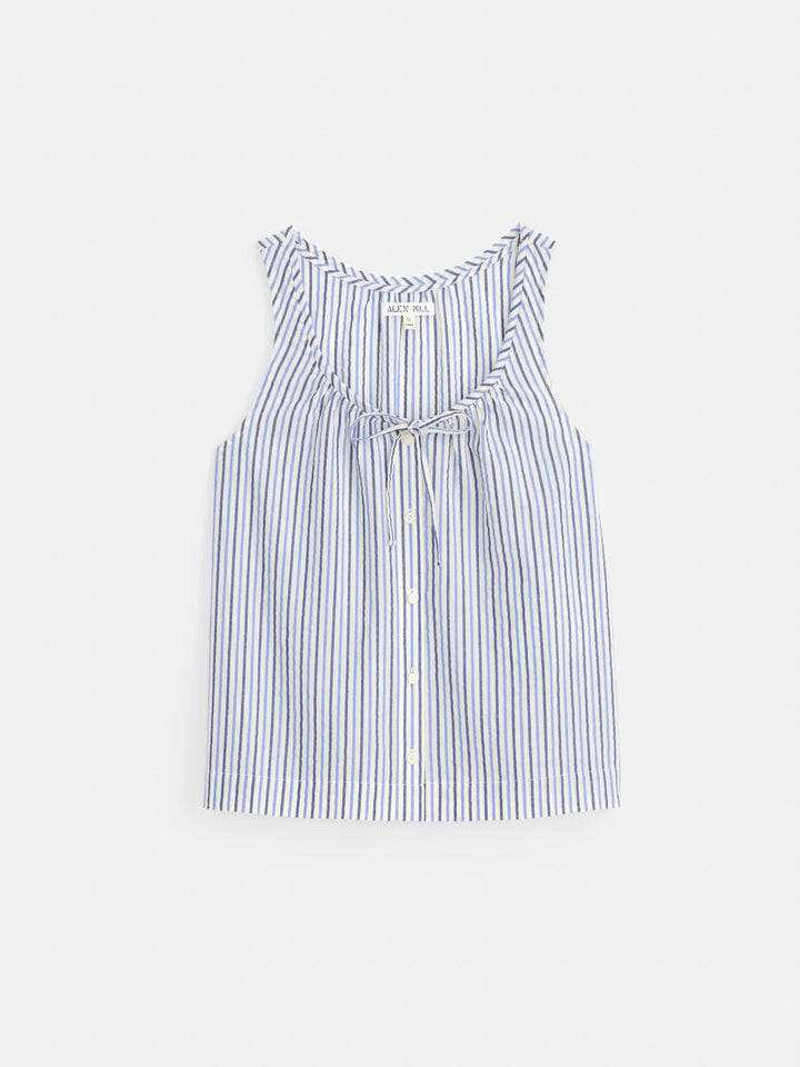 Alex Mill – Sidney Top in Seersucker Blue Multi Stripe