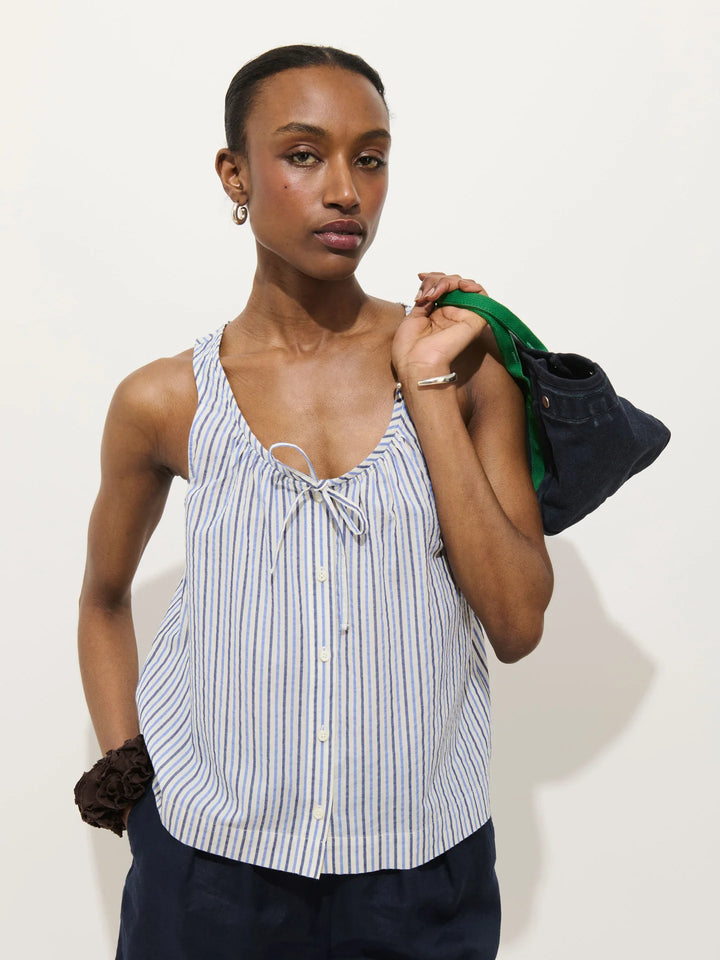 Alex Mill – Sidney Top in Seersucker Blue Multi Stripe