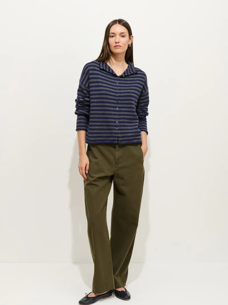 Alex Mill – Taylor Cotton Cashmere Cardigan in Navy/Oxford Stripe